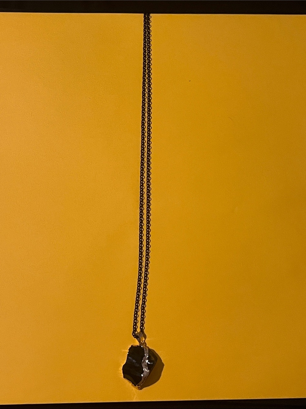 Black Raw Stone Pendant Necklace - Women's Jewelry